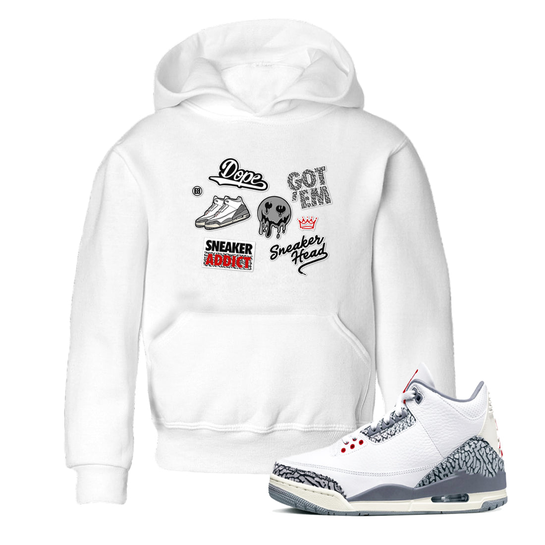 snkmatch Sticker snkmatch Tees Kids - Air Jordan 3 Cement Grey