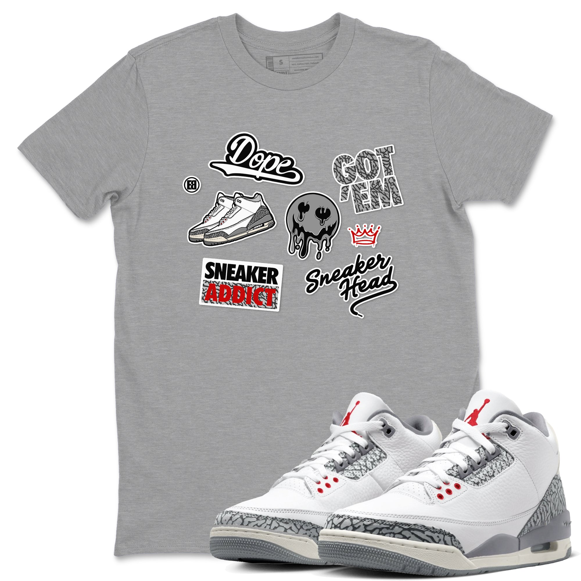 snkmatch Sticker snkmatch Tees - Air Jordan 3 Cement Grey