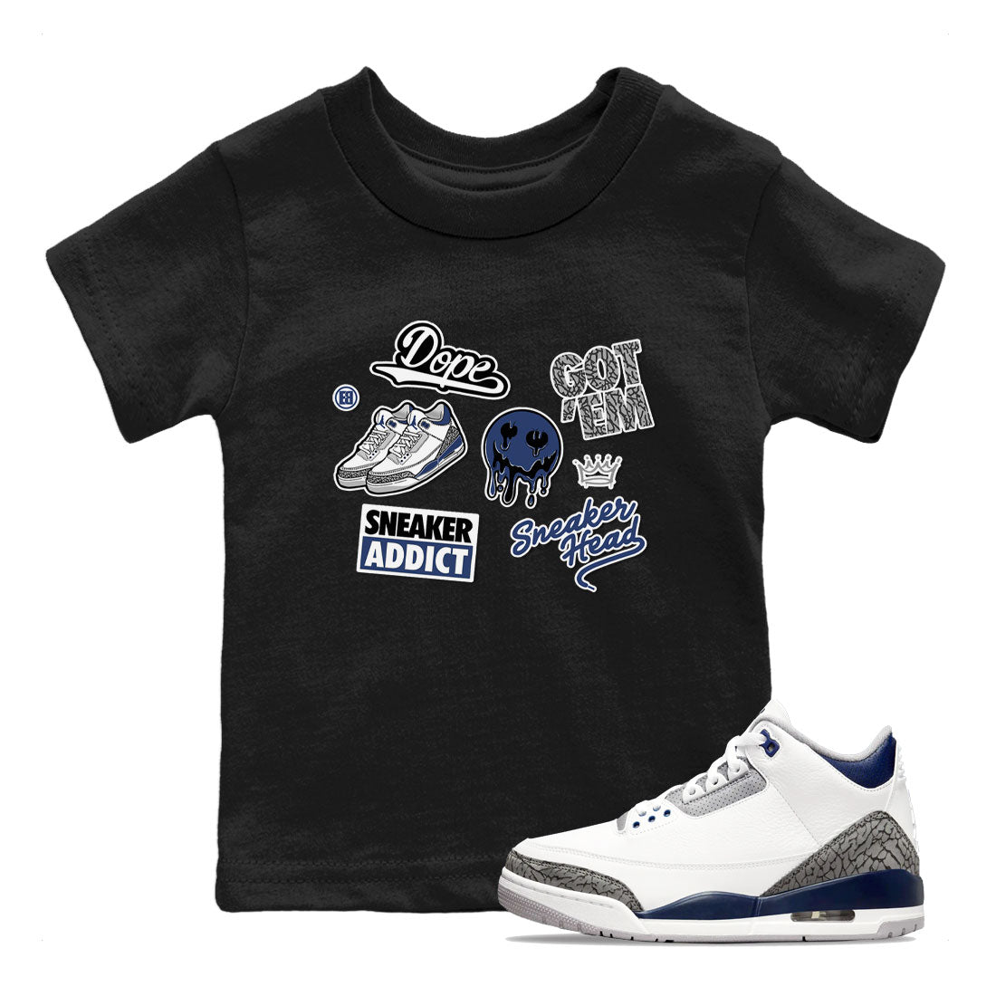 snkmatch Sticker snkmatch Tees Kids - Air Jordan 3 Midnight Navy 2023