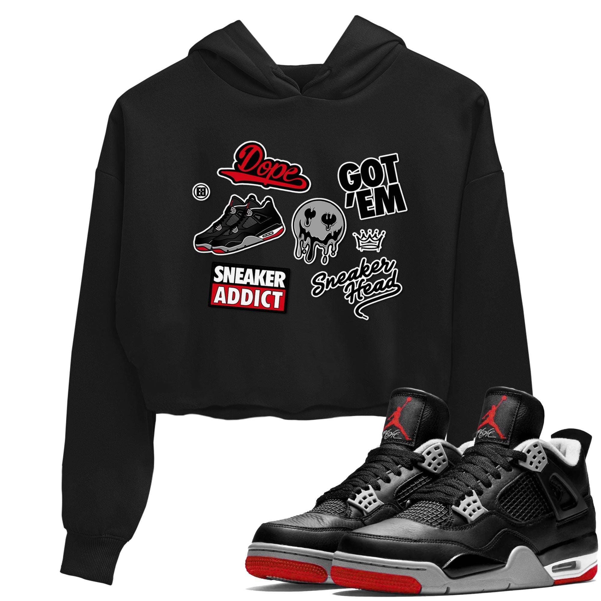 snkmatch Sticker snkmatch Women's Top - Air Jordan 4 Bred Reimagined