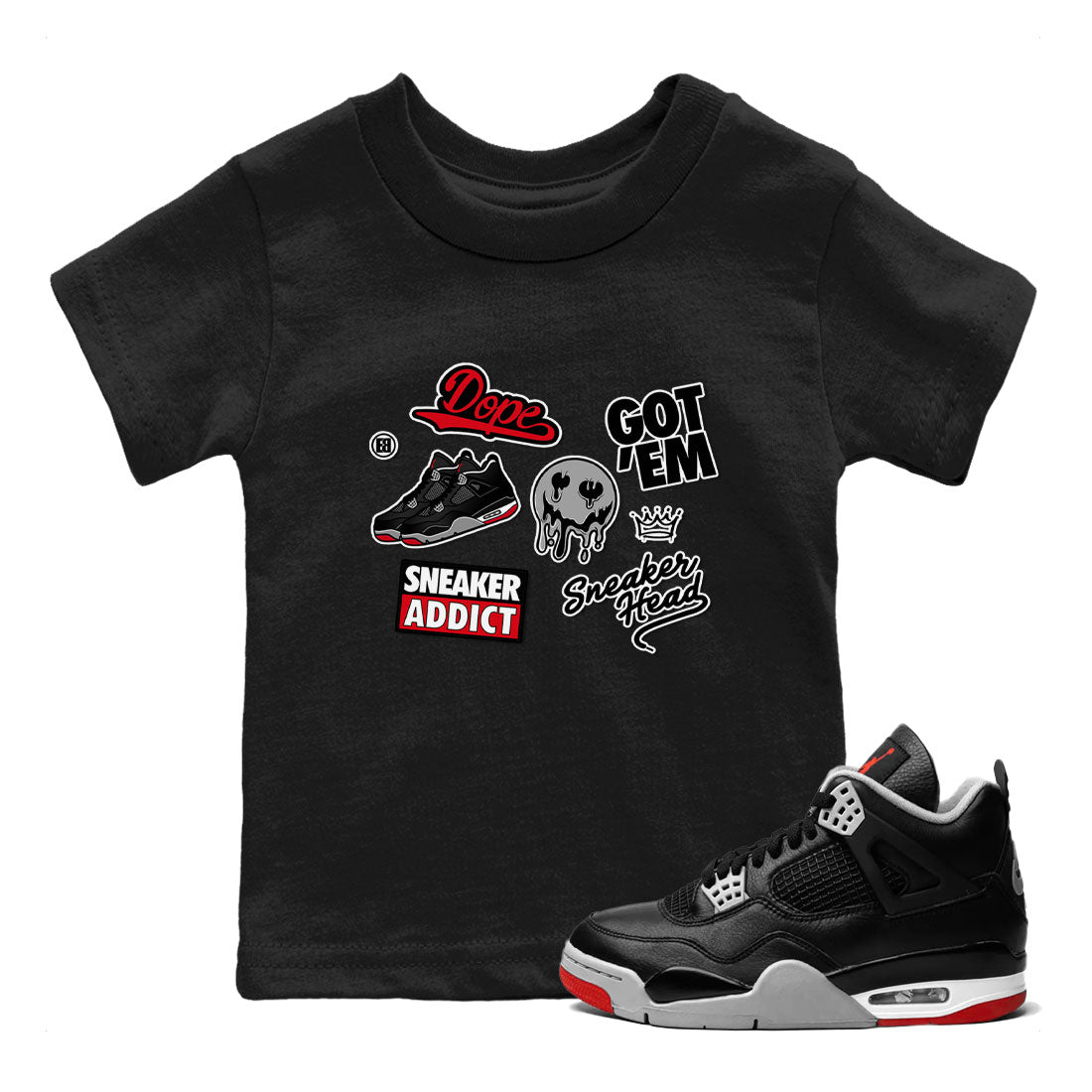 snkmatch Sticker snkmatch Tees Kids - Air Jordan 4 Bred Reimagined