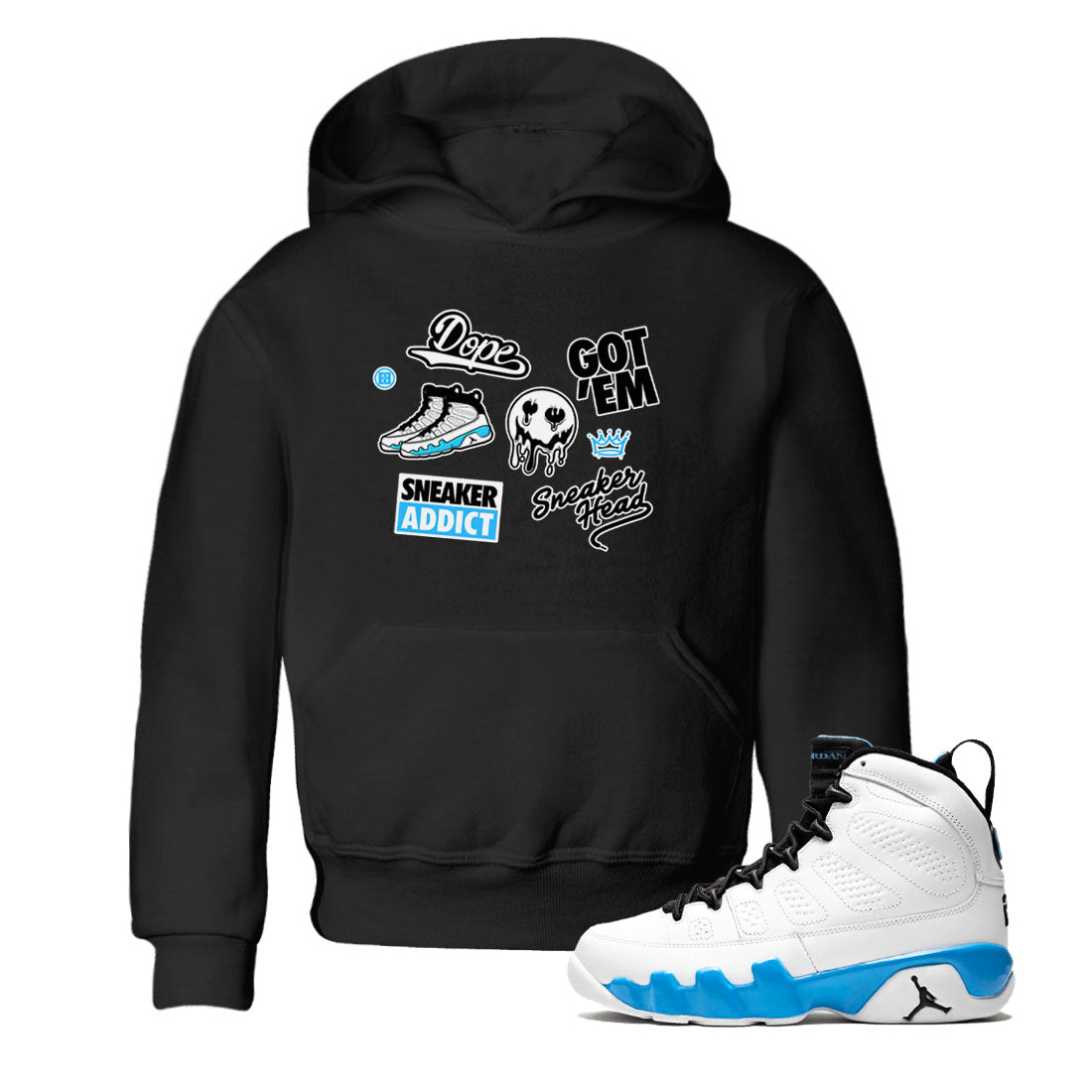 snkmatch Sticker snkmatch Tees Kids - Air Jordan 9 Powder Blue