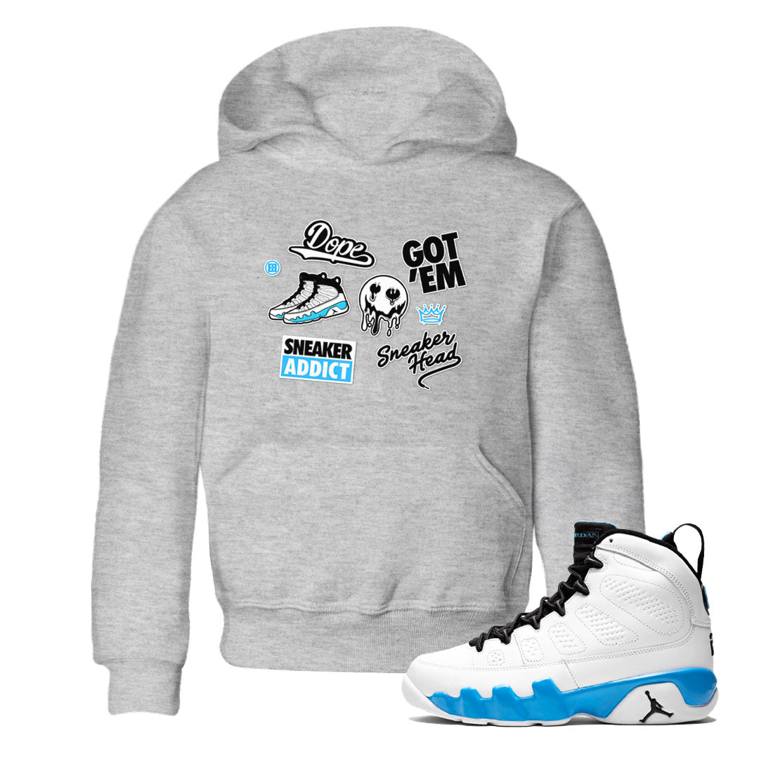 snkmatch Sticker snkmatch Tees Kids - Air Jordan 9 Powder Blue