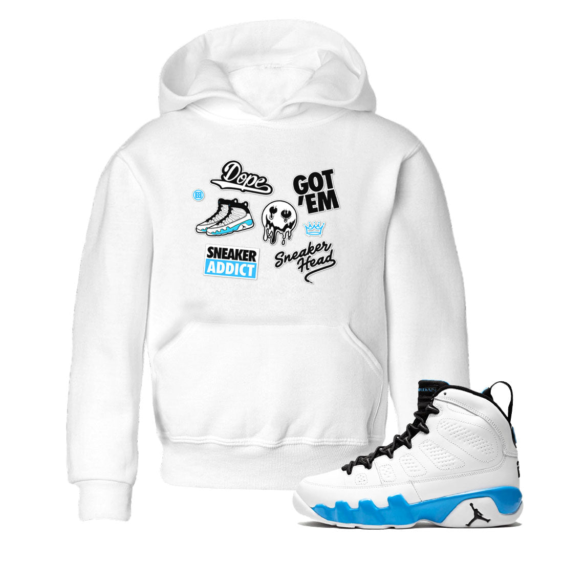 snkmatch Sticker snkmatch Tees Kids - Air Jordan 9 Powder Blue