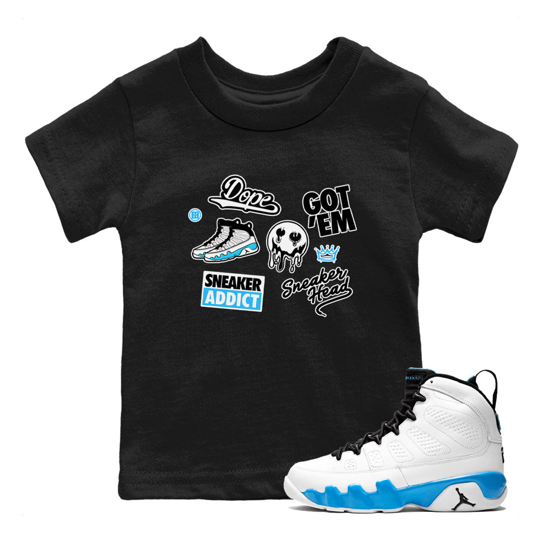 snkmatch Sticker snkmatch Tees Kids - Air Jordan 9 Powder Blue