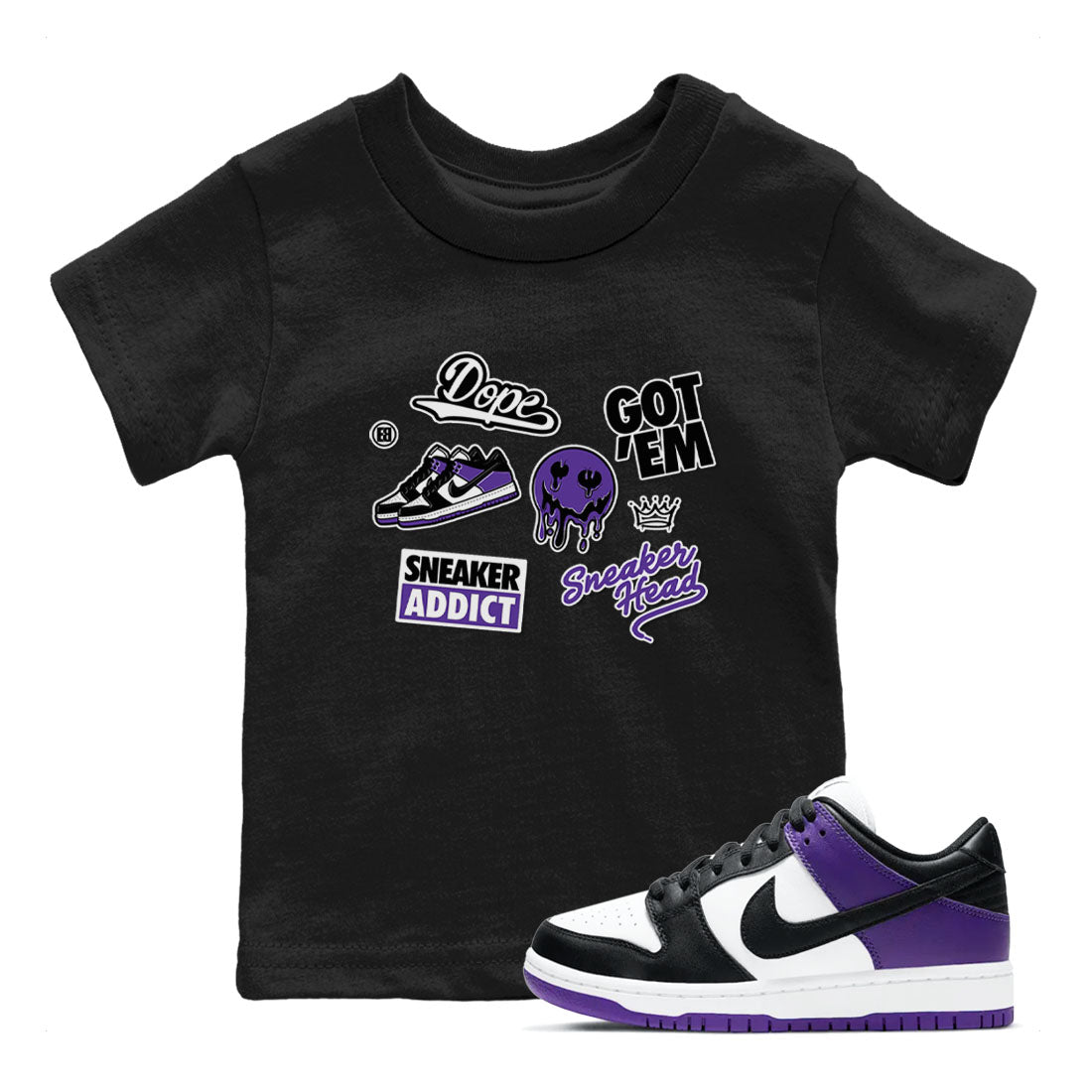 snkmatch Sticker snkmatch Tees Kids - Dunk Low Court Purple
