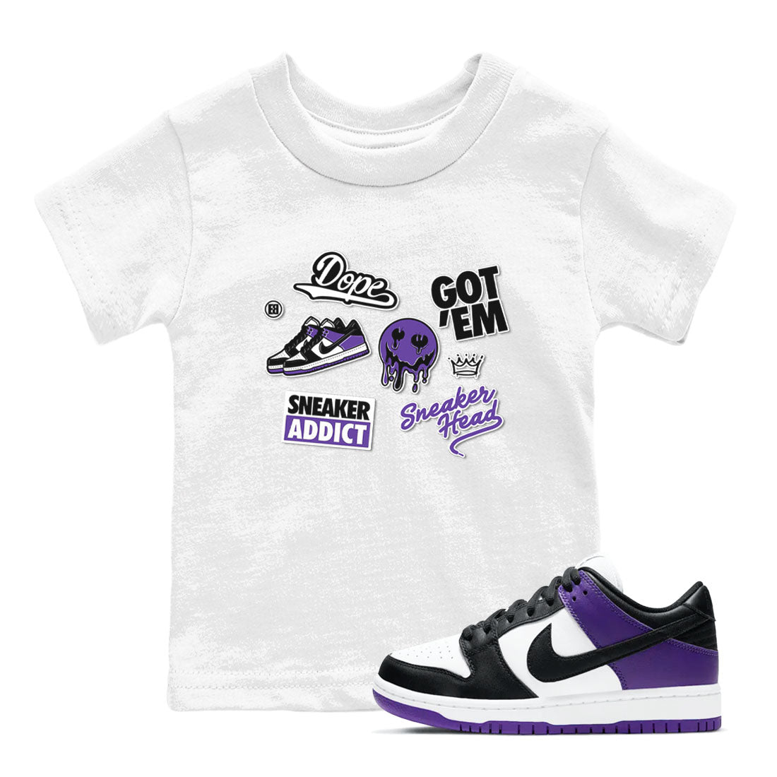 snkmatch Sticker snkmatch Tees Kids - Dunk Low Court Purple
