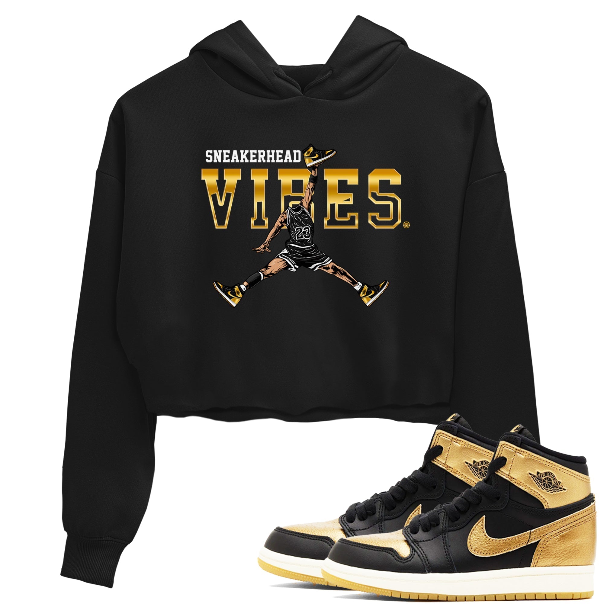 snkmatch Vibes snkmatch Women's Top - Air Jordan 1 Black Metallic Gold