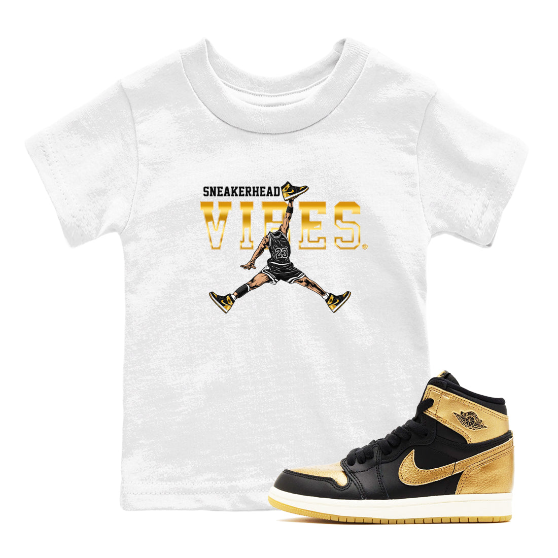 snkmatch Vibes snkmatch Tees Kids - Air Jordan 1 Black Metallic Gold