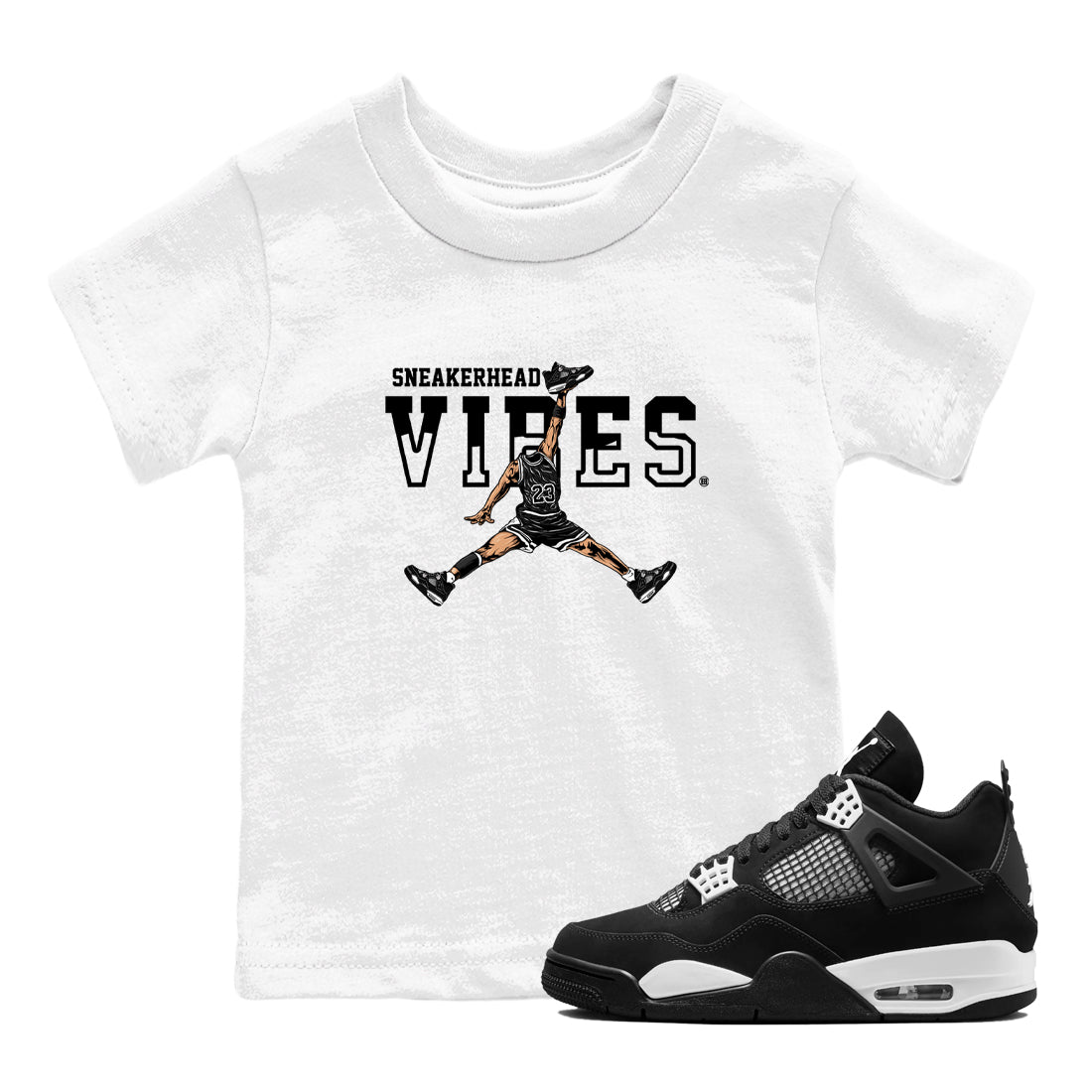snkmatch Vibes snkmatch Tees Kids - Air Jordan 4 White Thunder