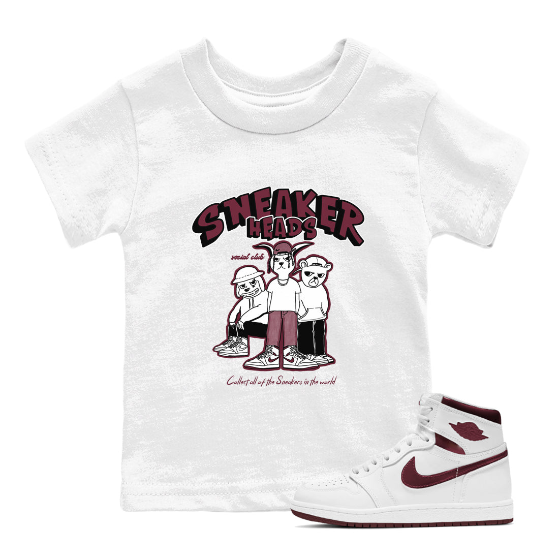 snkmatchs Social Club snkmatch Tees Kids - Air Jordan 1 Metallic Burgundy