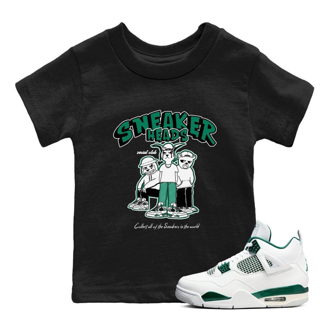 snkmatchs Social Club snkmatch Tees Kids - Air Jordan 4 Oxidized Green