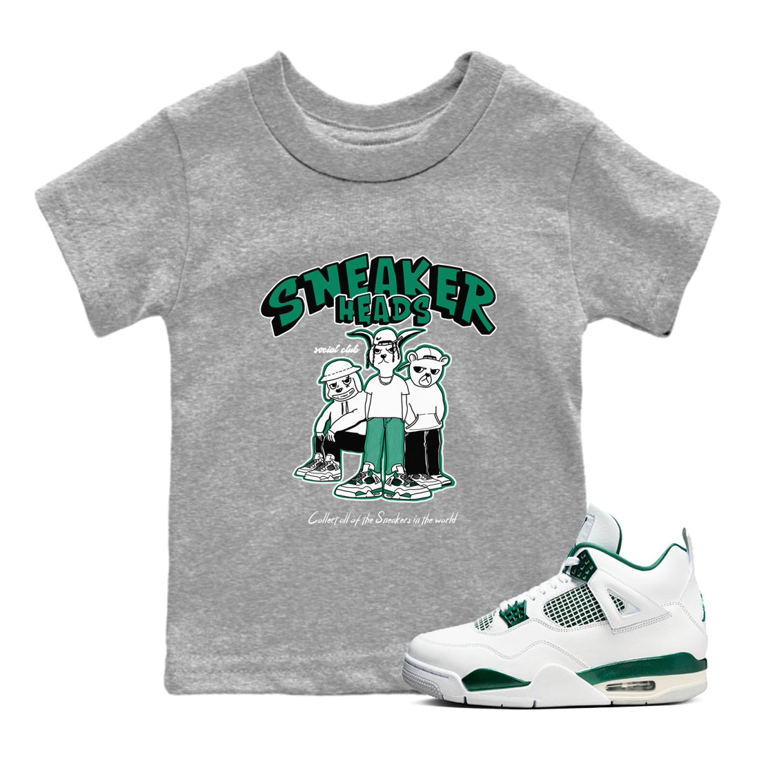 snkmatchs Social Club snkmatch Tees Kids - Air Jordan 4 Oxidized Green