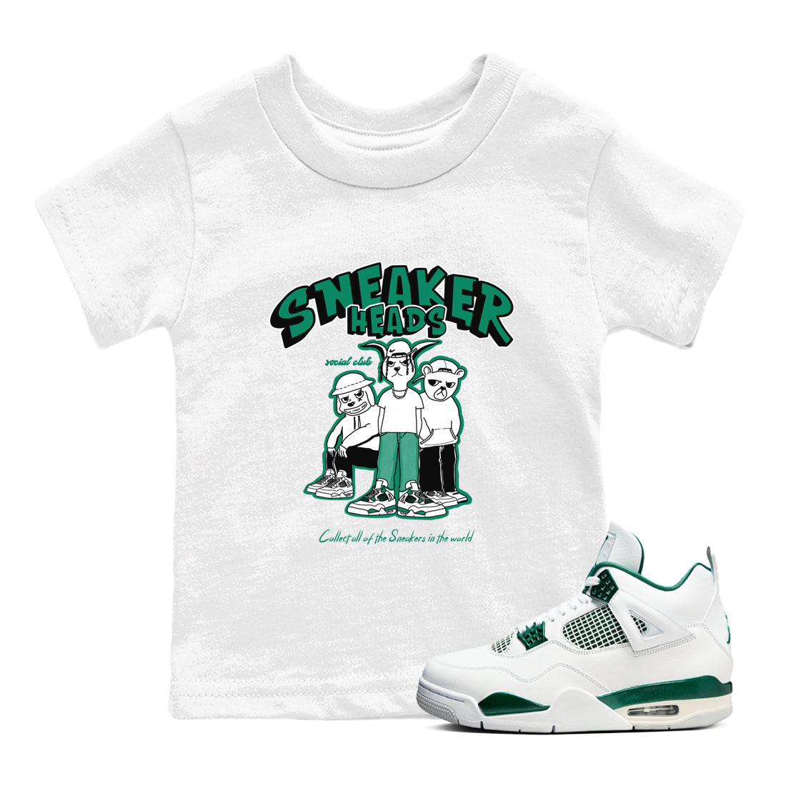 snkmatchs Social Club snkmatch Tees Kids - Air Jordan 4 Oxidized Green