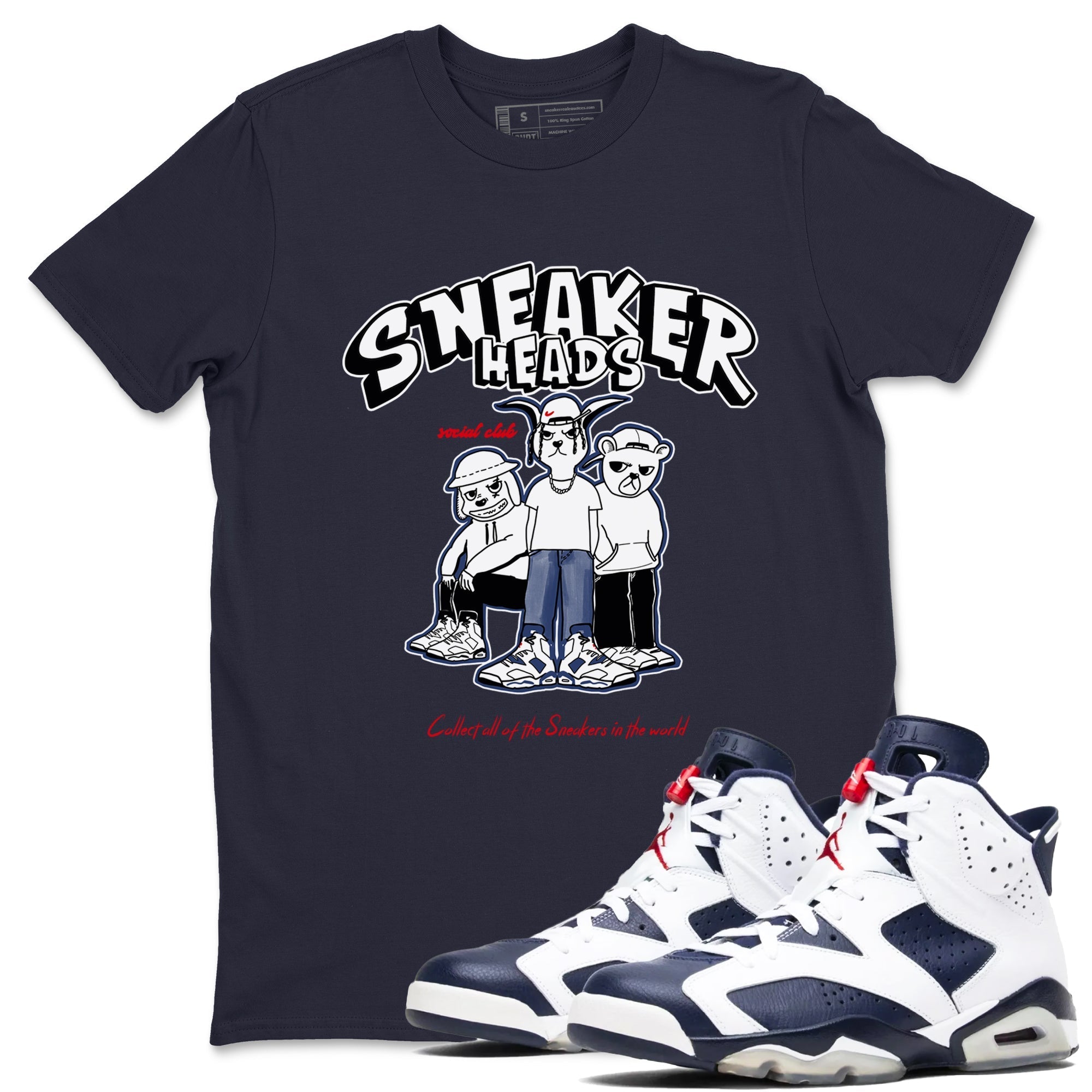 snkmatchs Social Club snkmatch Tees - Air Jordan 6 White And Midnight Navy
