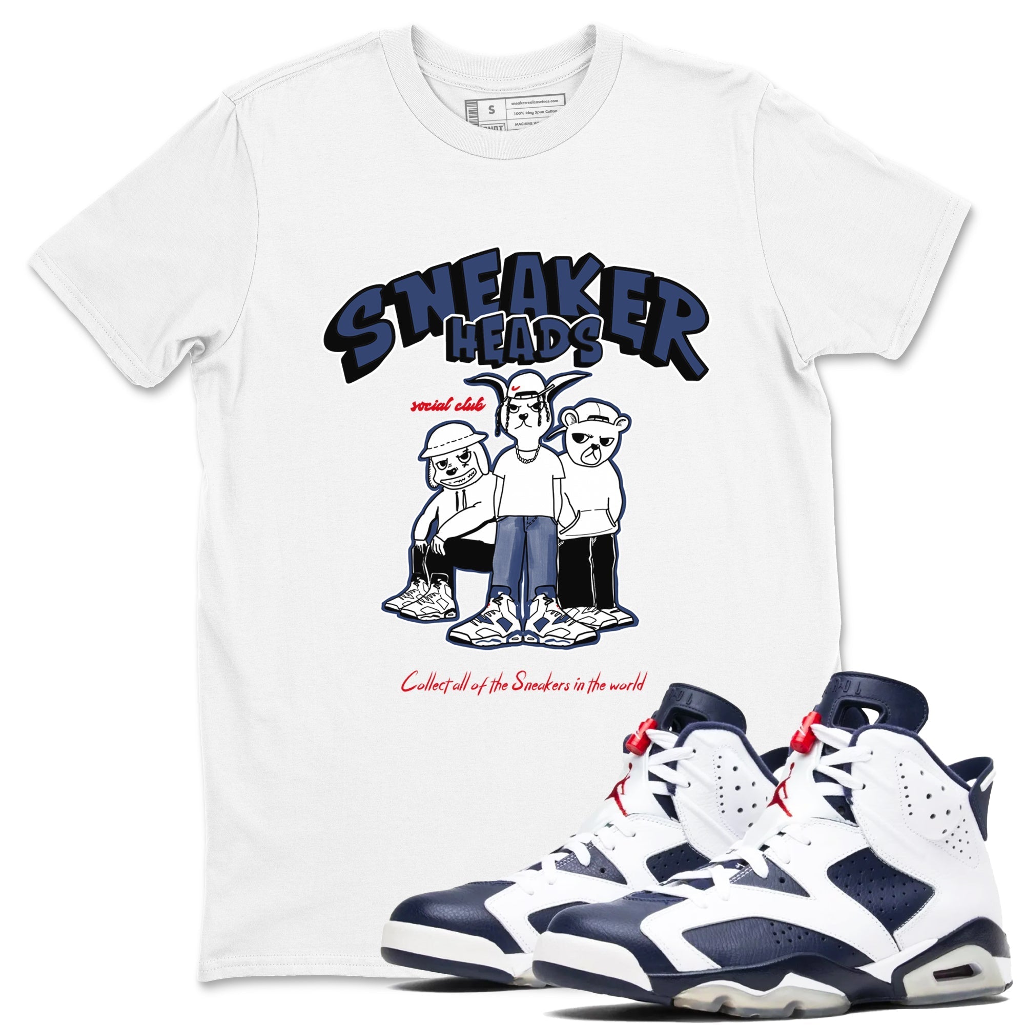 snkmatchs Social Club snkmatch Tees - Air Jordan 6 White And Midnight Navy