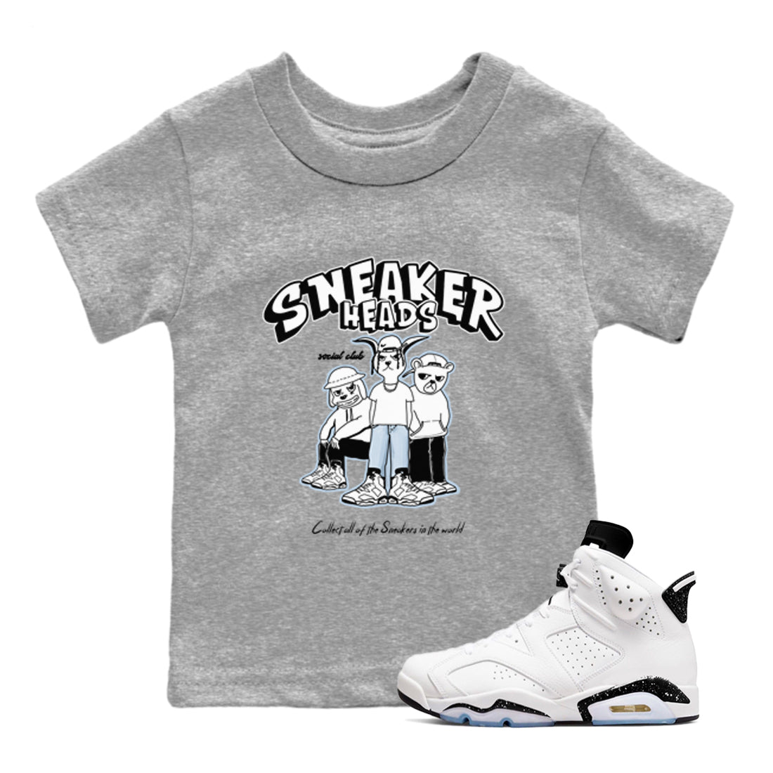 snkmatchs Social Club snkmatch Tees Kids - Air Jordan 6 White Black