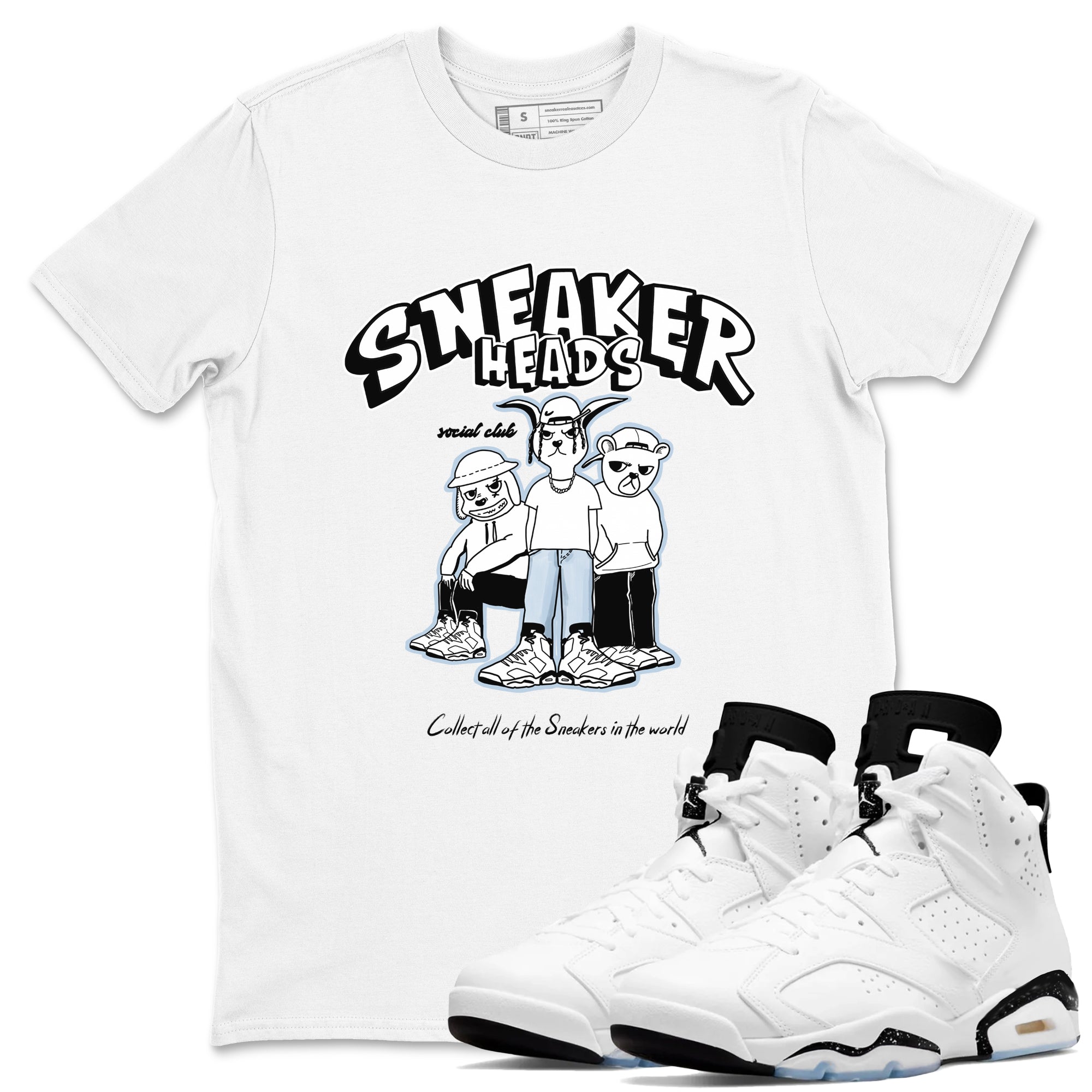 snkmatchs Social Club snkmatch Tees - Air Jordan 6 White Black