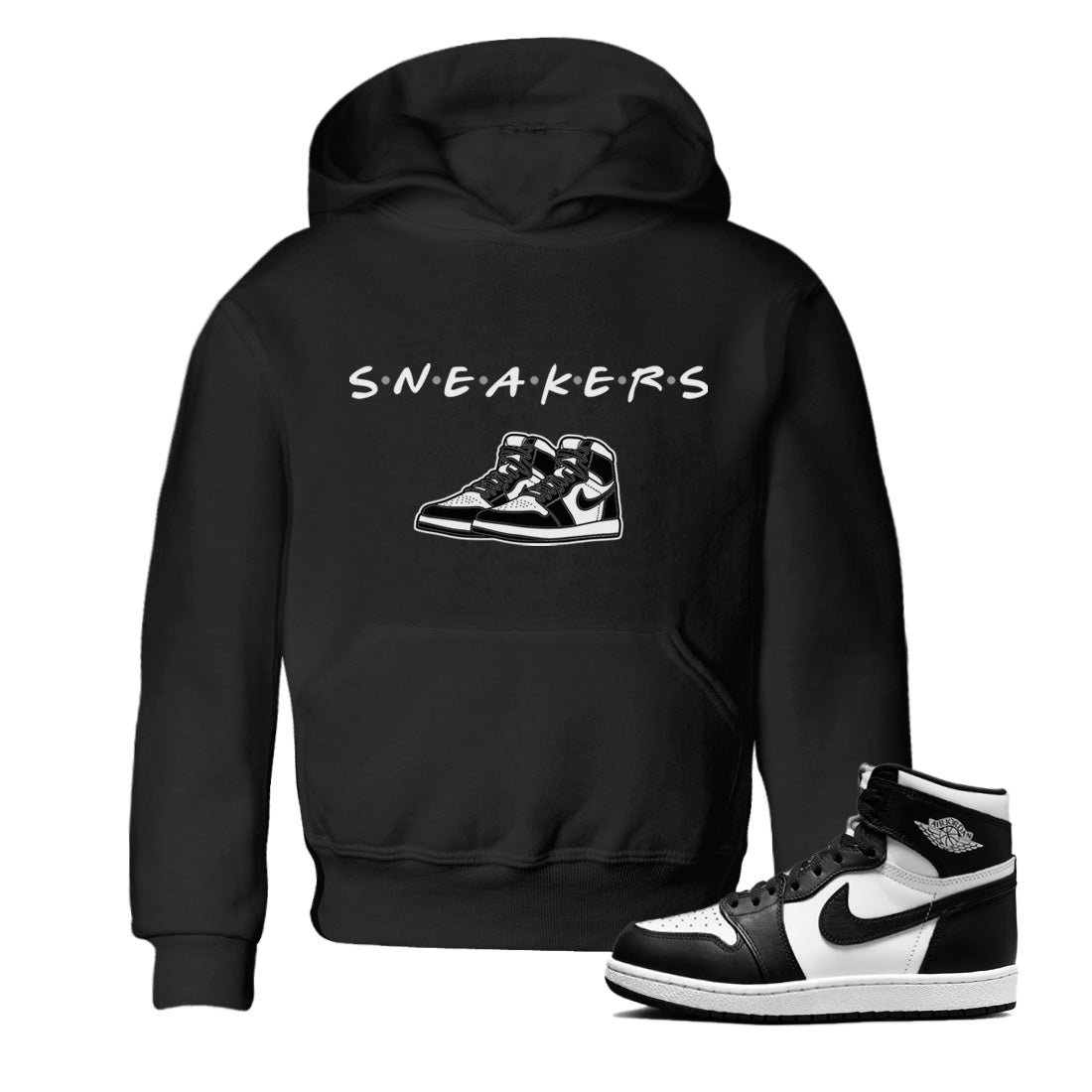 snkmatchs Kids Tops - Air Jordan 1 Black White