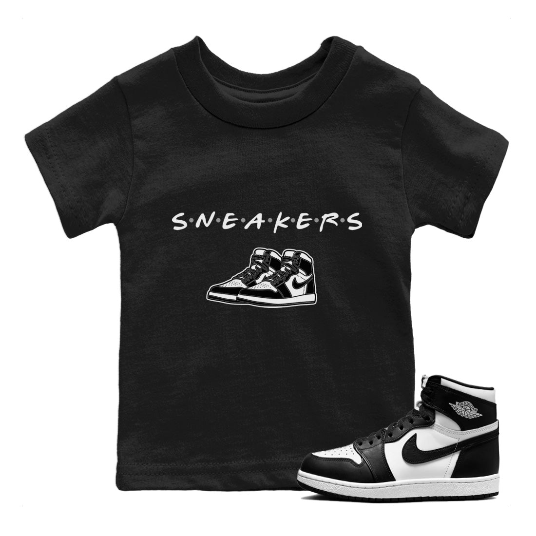snkmatchs Kids Tops - Air Jordan 1 Black White