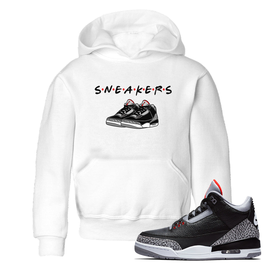 snkmatchs snkmatch Tees Kids - Air Jordan 3 Black Cement