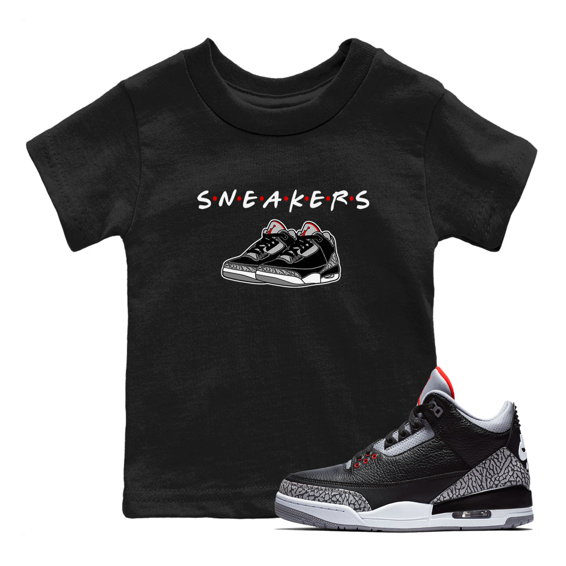 snkmatchs snkmatch Tees Kids - Air Jordan 3 Black Cement