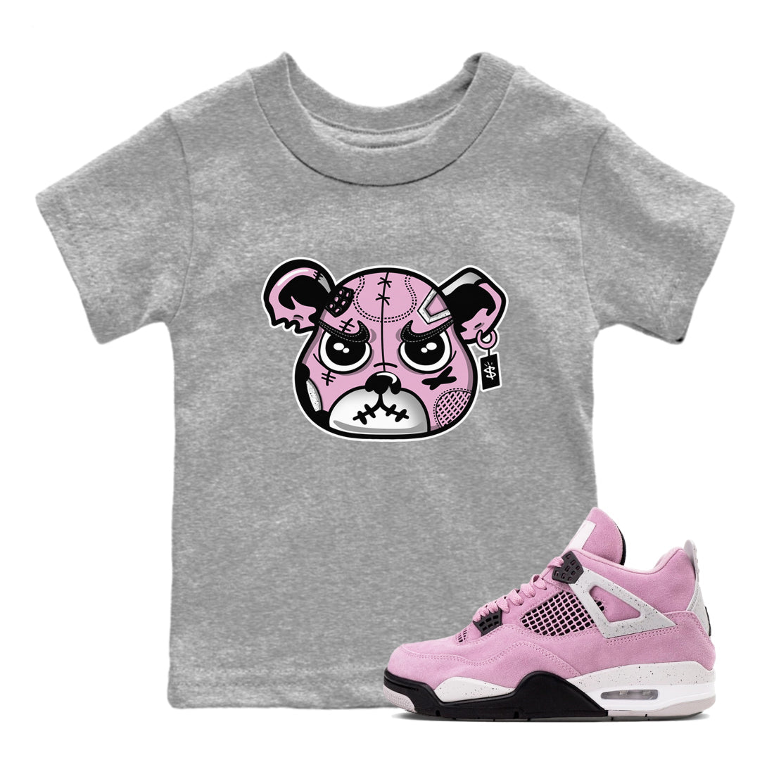 snkmatchs Bear Face snkmatch Tees Kids - Air Jordan 4 Orchid