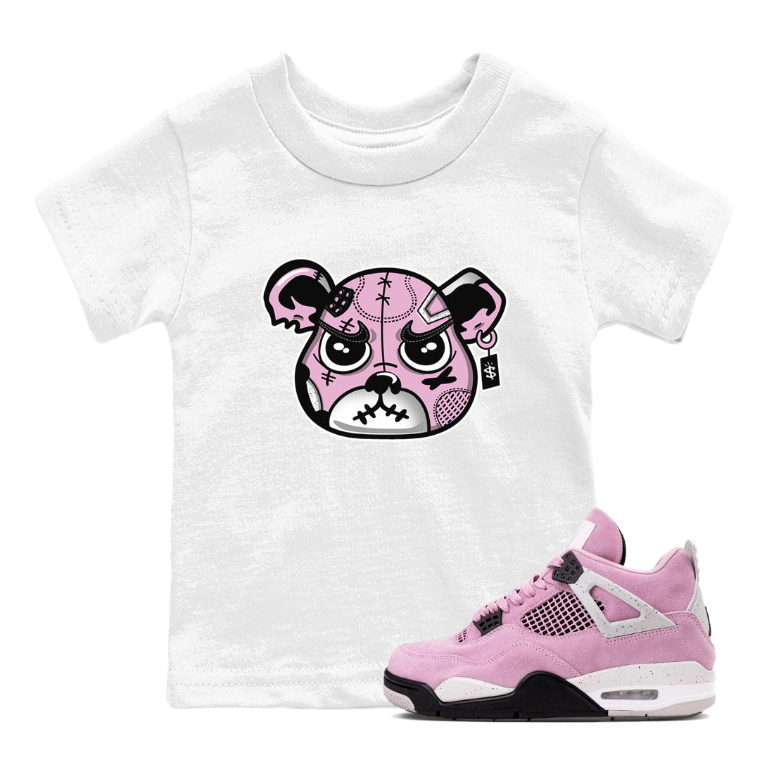 snkmatchs Bear Face snkmatch Tees Kids - Air Jordan 4 Orchid