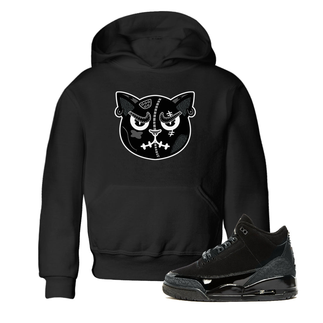 snkmatchs Cat Face snkmatch Tees Kids - Air Jordan 3 Black Cat