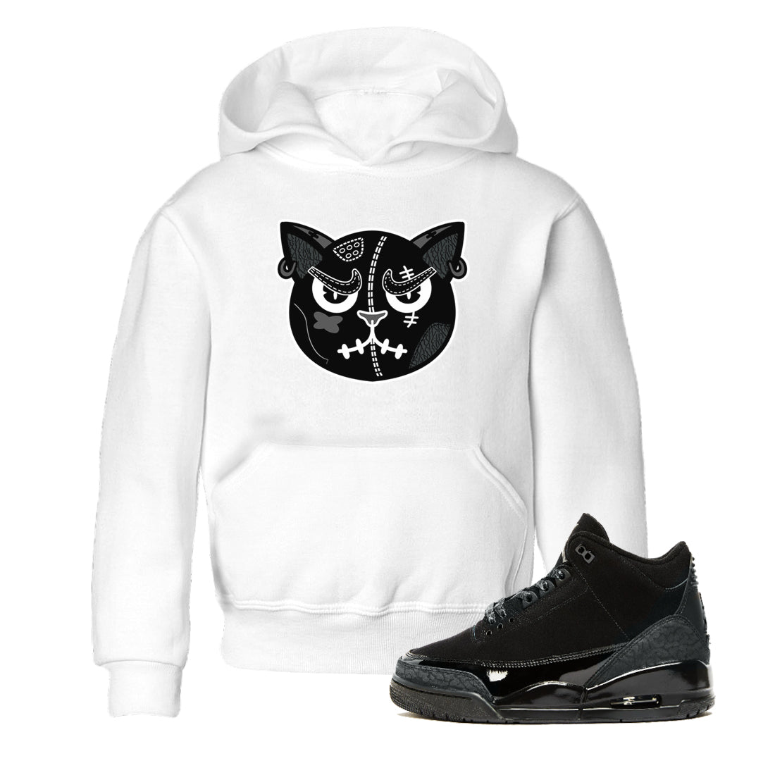 snkmatchs Cat Face snkmatch Tees Kids - Air Jordan 3 Black Cat