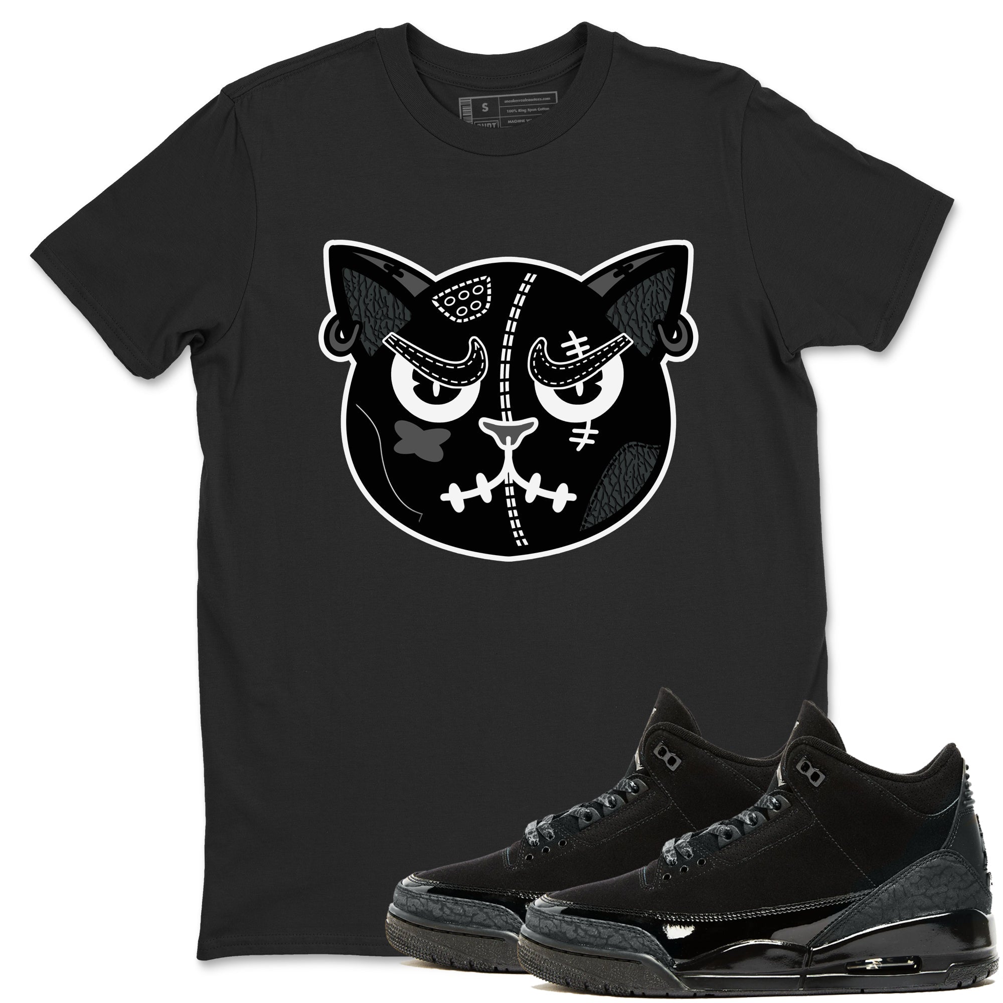 snkmatchs Cat Face snkmatch Tees - Air Jordan 3 Black Cat