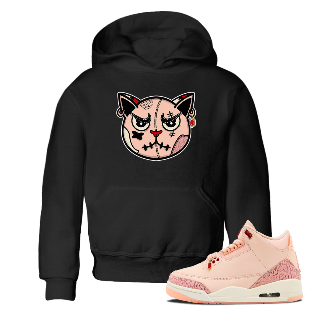 snkmatchs Cat Face snkmatch Tees Kids - Air Jordan 3 Valentines Day