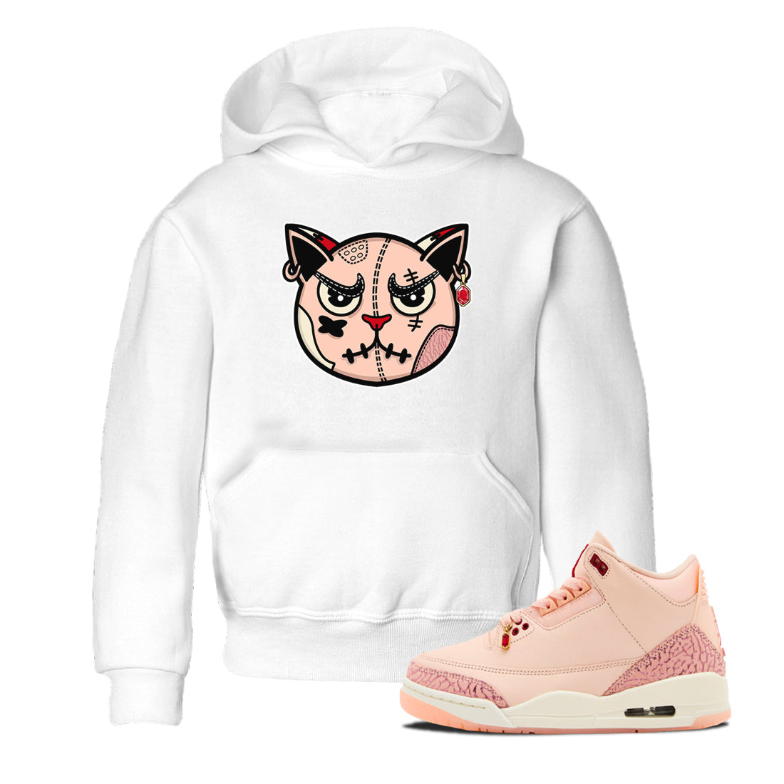 snkmatchs Cat Face snkmatch Tees Kids - Air Jordan 3 Valentines Day