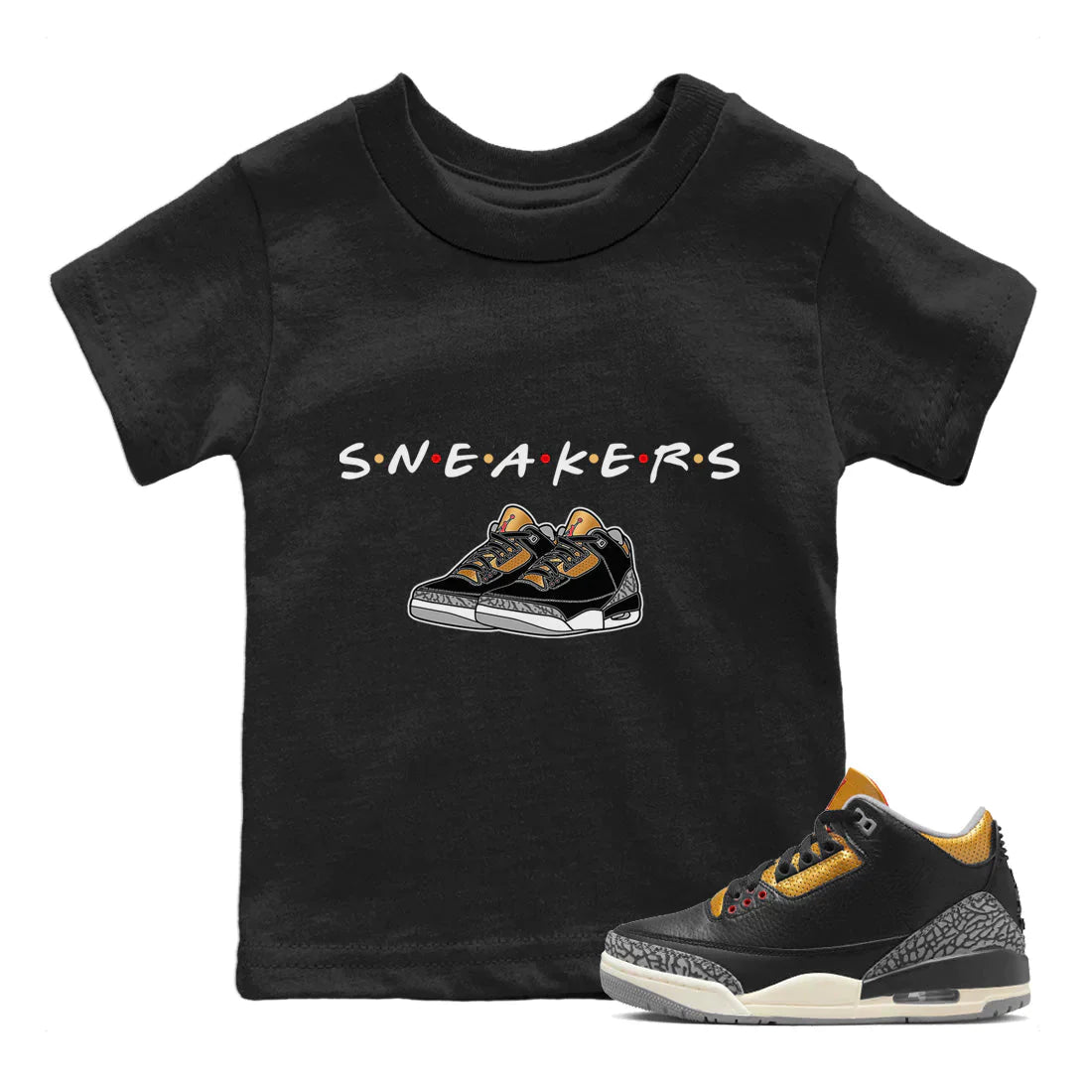 snkmatchs Kids Tops - Air Jordan 3 Black Gold