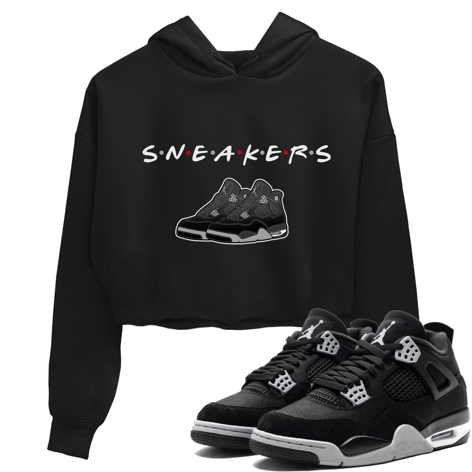 snkmatchs Women's Tops - Air Jordan 4 Black Canvas