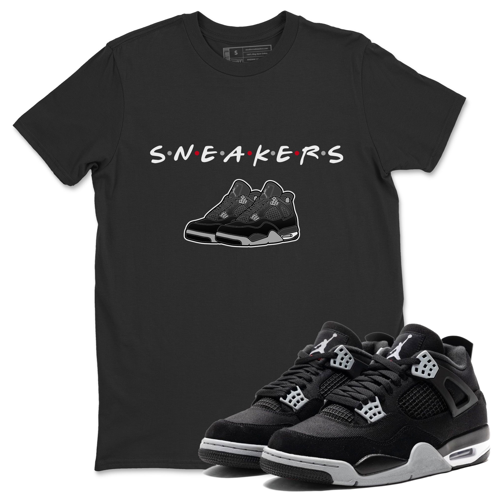 snkmatchs Unisex Tops - Air Jordan 4 Black Canvas