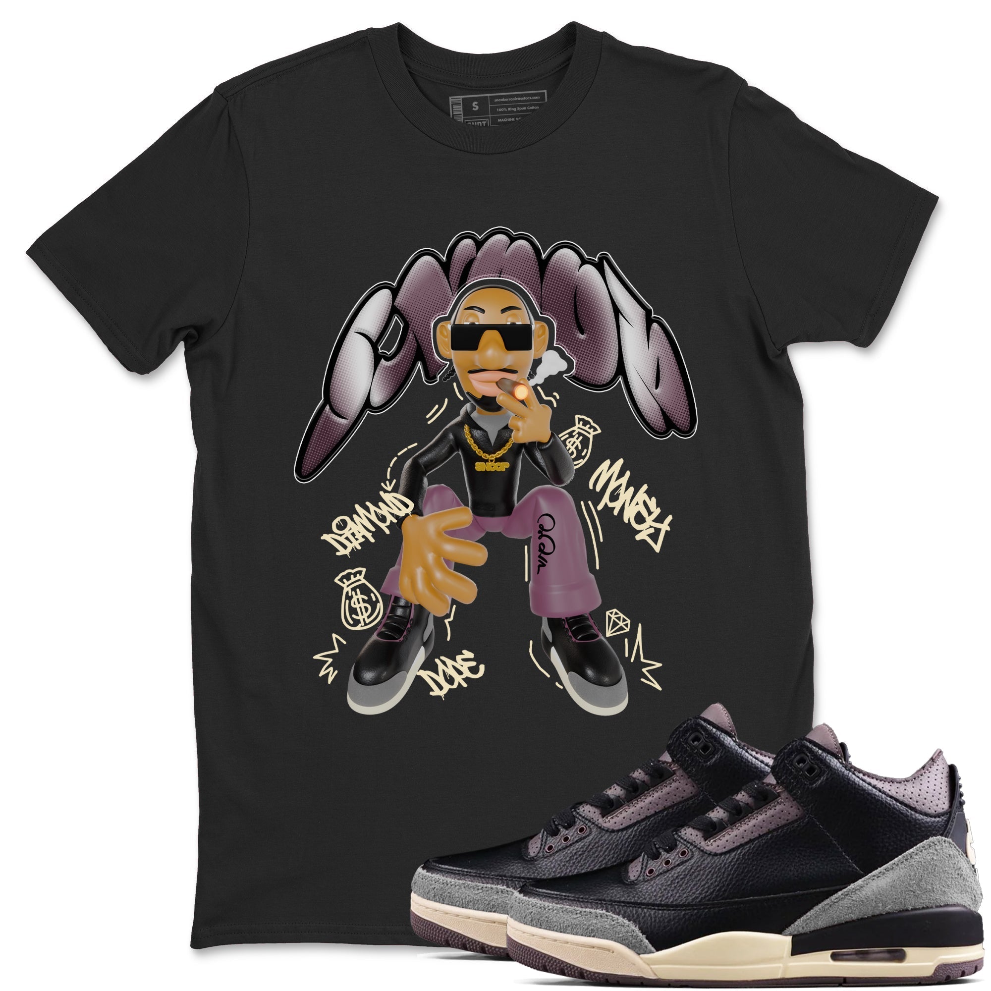 Snoop snkmatch Tees - Air Jordan 3 A Ma Maniere x Black