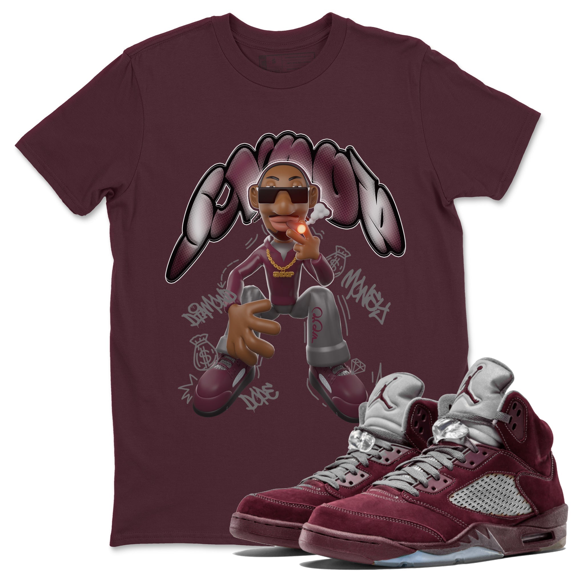 Snoop snkmatch Tee - Air Jordan 5 Burgundy