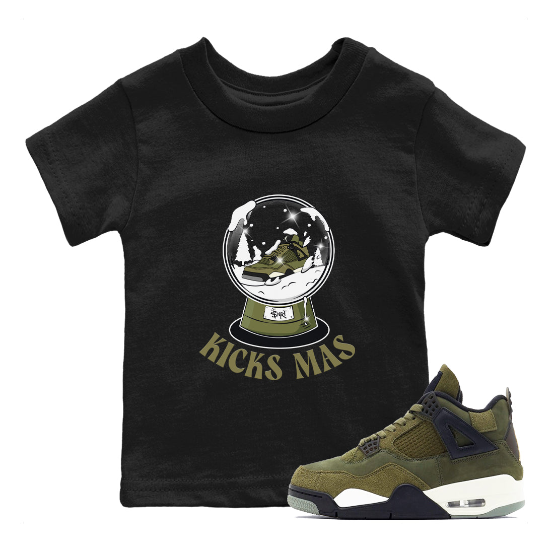 Snow Ball snkmatch Tee Kids - Air Jordan 4 Medium Olive