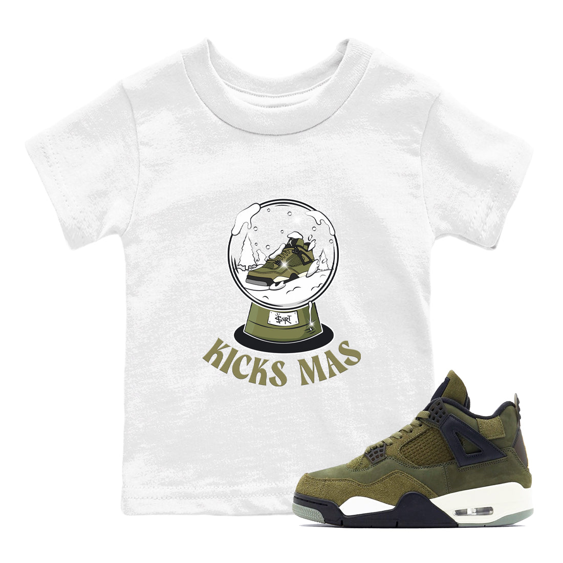 Snow Ball snkmatch Tee Kids - Air Jordan 4 Medium Olive
