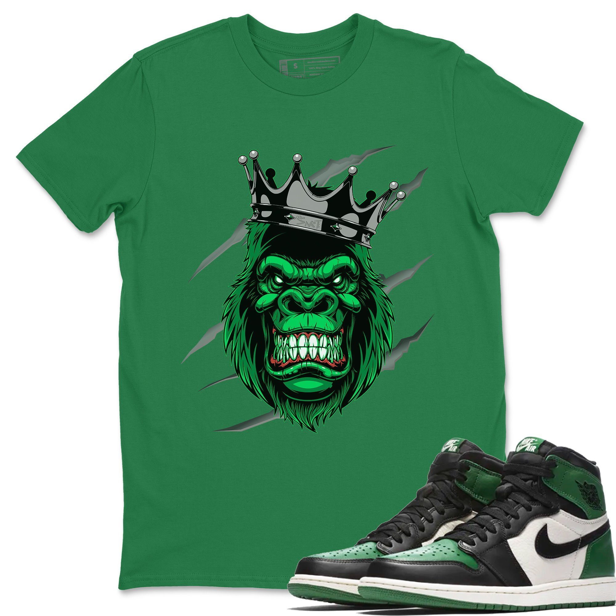 Ferocious Gorilla Unisex Tops - Air Jordan 1 Pine Green
