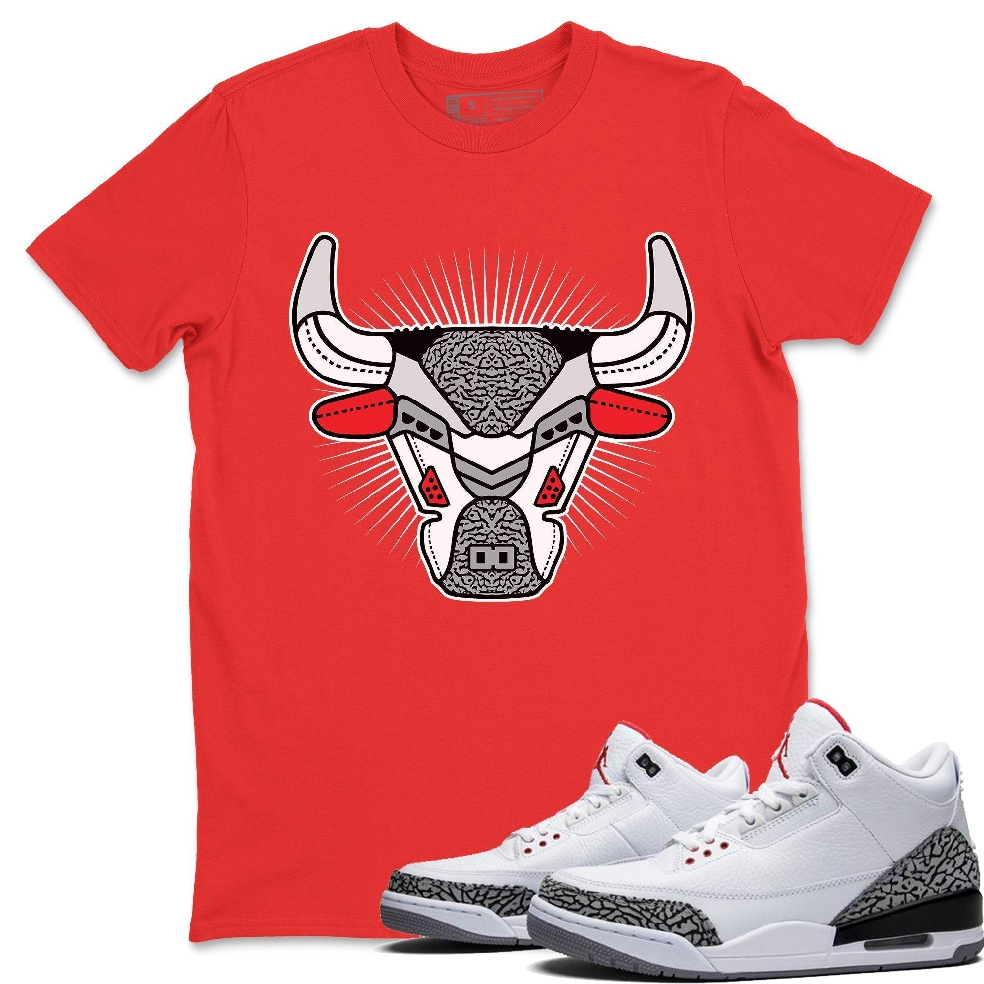AJ3 Bull Head Unisex Tops - Air Jordan 3 White Cement