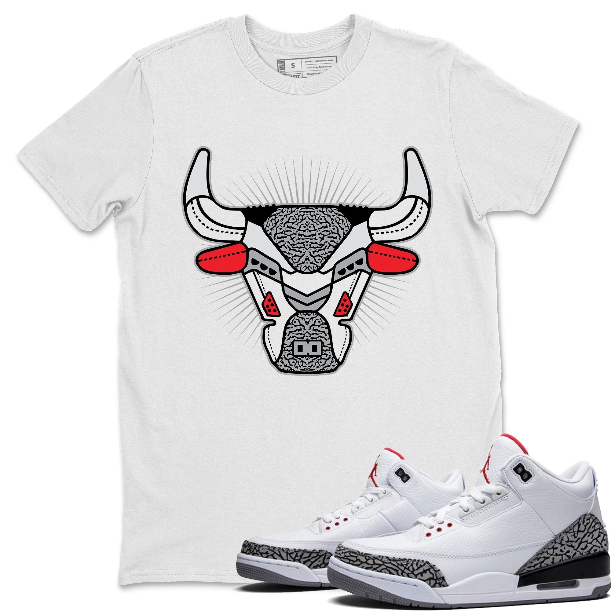 AJ3 Bull Head Unisex Tops - Air Jordan 3 White Cement