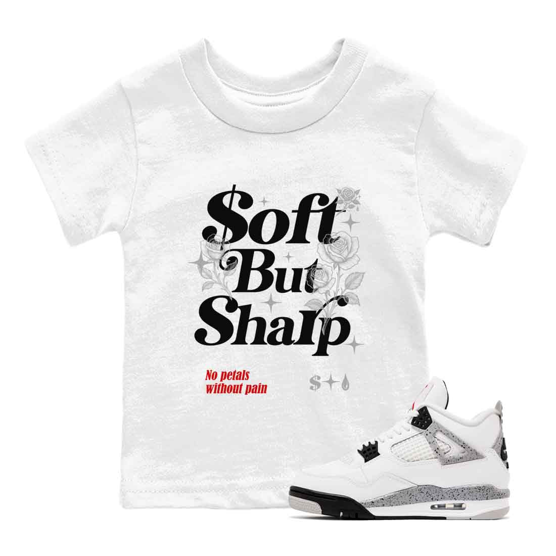 Soft But Sharp snkmatch Tees Kids - Air Jordan 4 White Cement
