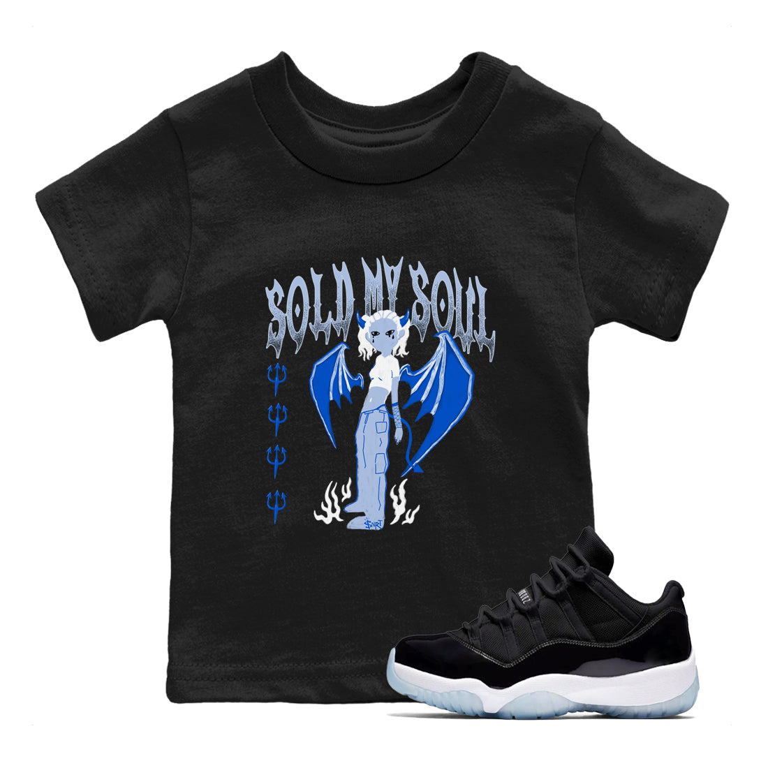 Sold My Soul snkmatch Tees Kids - Air Jordan 11 Black and Varsity Royal