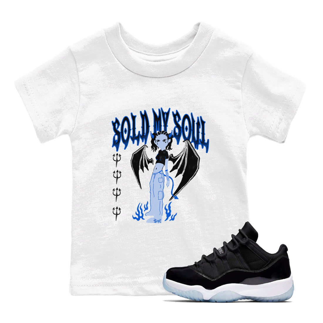Sold My Soul snkmatch Tees Kids - Air Jordan 11 Black and Varsity Royal