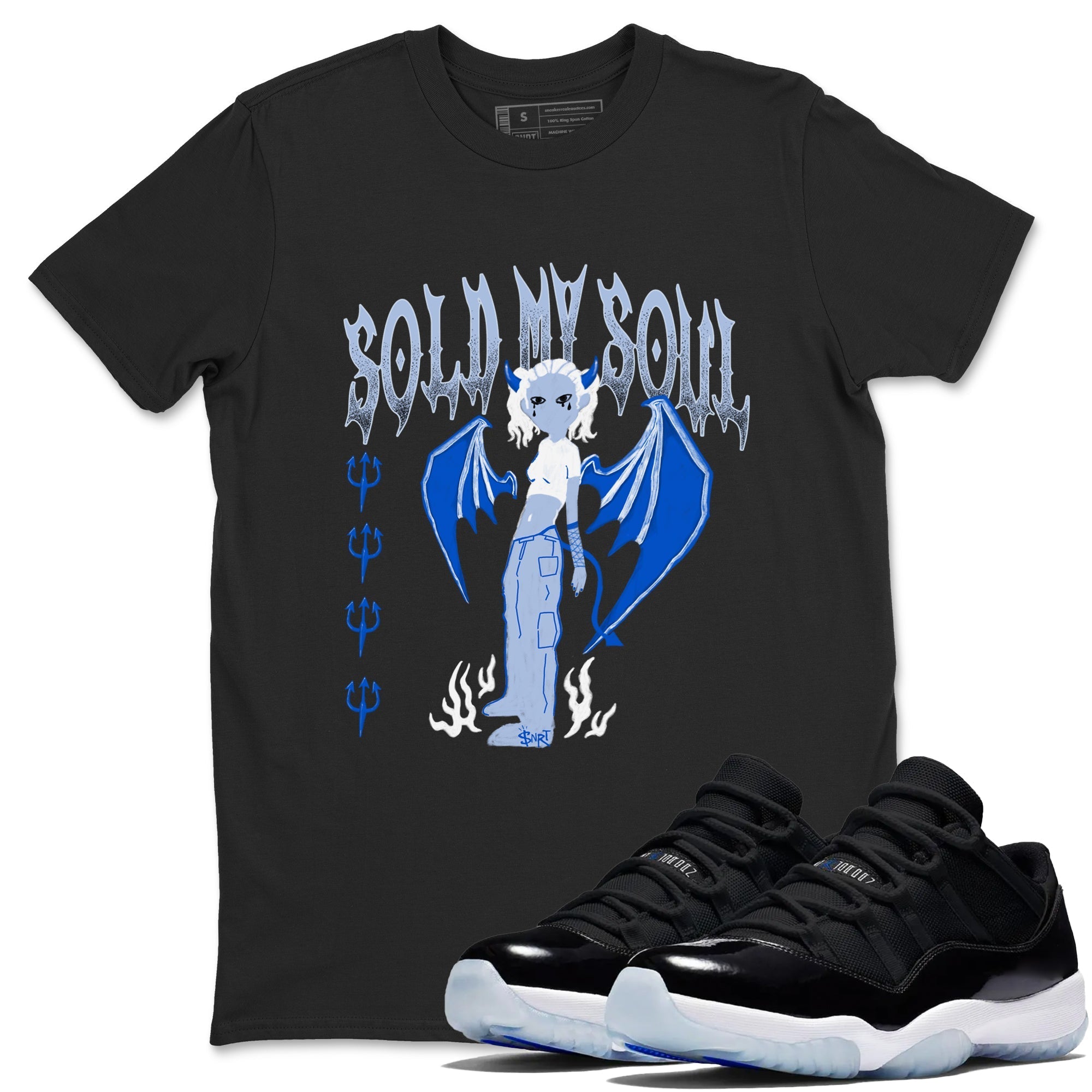 Sold My Soul snkmatch Tees - Air Jordan 11 Black and Varsity Royal