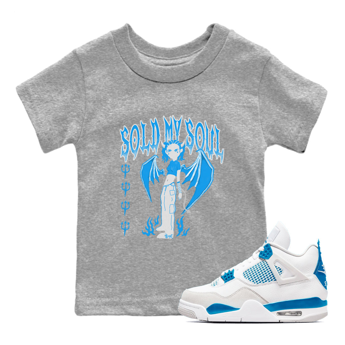 Sold My Soul snkmatch Tees Kids - Air Jordan 4 Military Blue