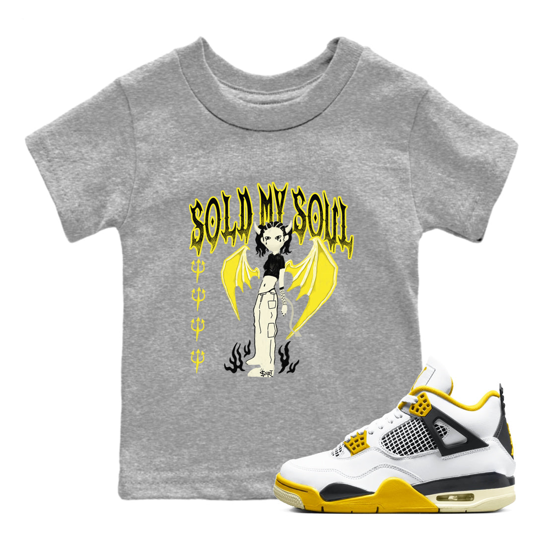 Sold My Soul snkmatch Tees Kids - Air Jordan 4 Vivid Sulfur