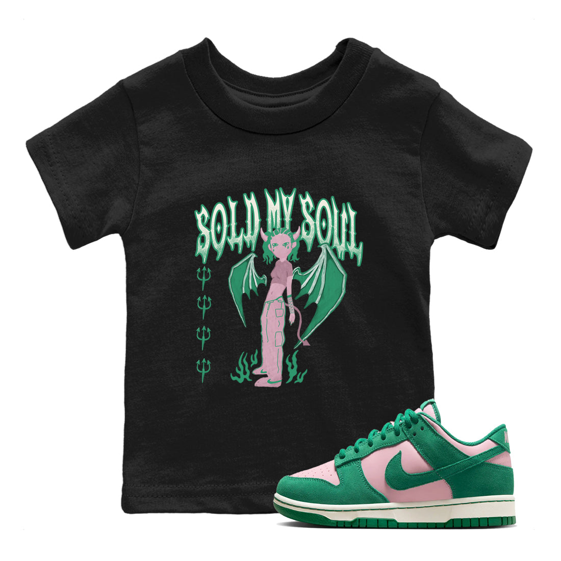 Sold My Soul snkmatch Tees Kids - Dunk Medium Soft Pink Malachite